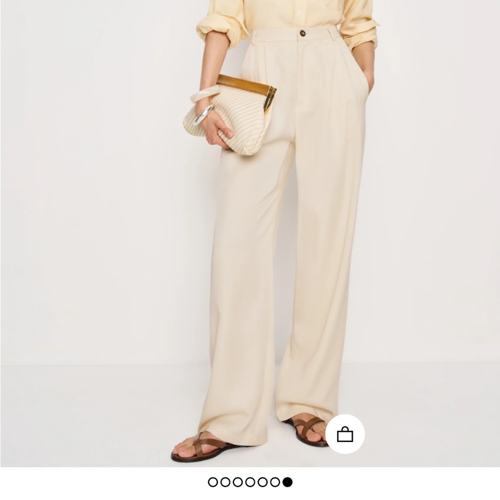 Reformation Cream Wide-Leg Pants